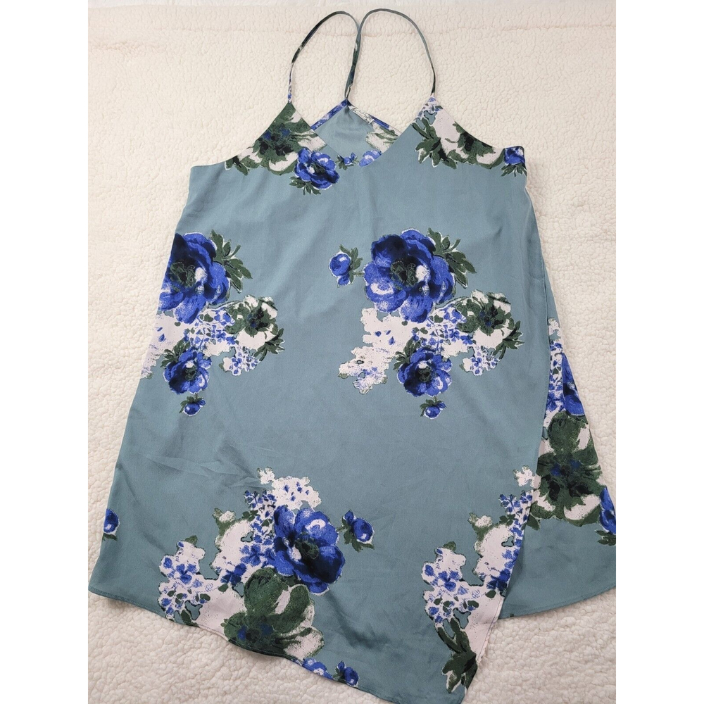 [89] Intimately by Free People Trapeze Blue Floral Sleeveless Mini Dress-Size S